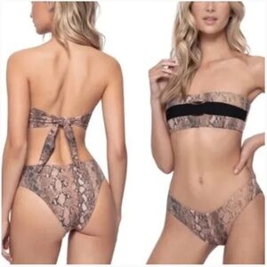 NWT PQ Swim KAA Reversible Color Block High Cut Teeny Bikini Bottom